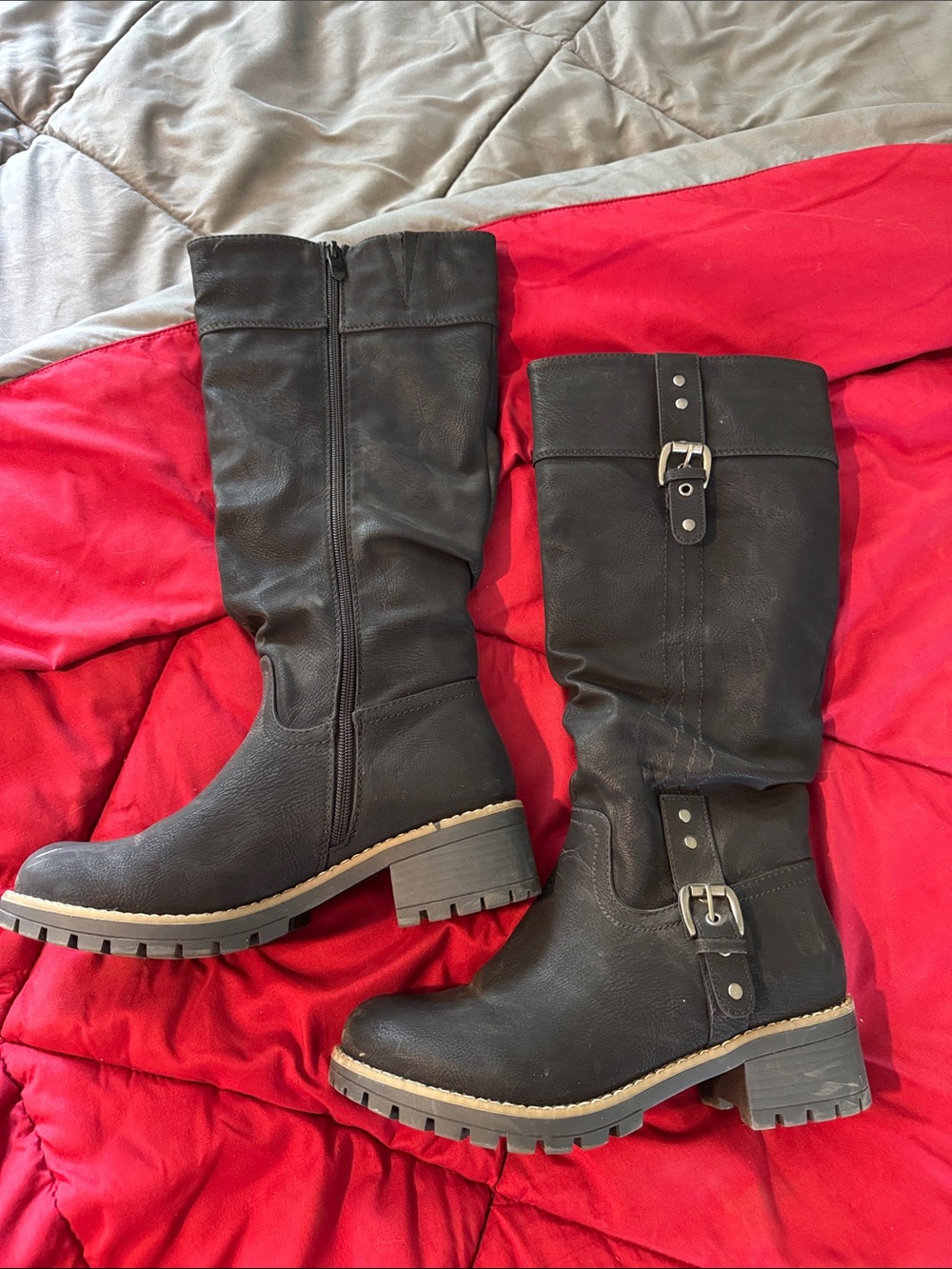 Classic Black Womenβs Buckle Boots